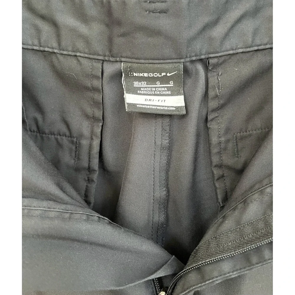 Nike Golf Pants Men's 36x32 Black Dri-FIT Flat Front Performance Stretch